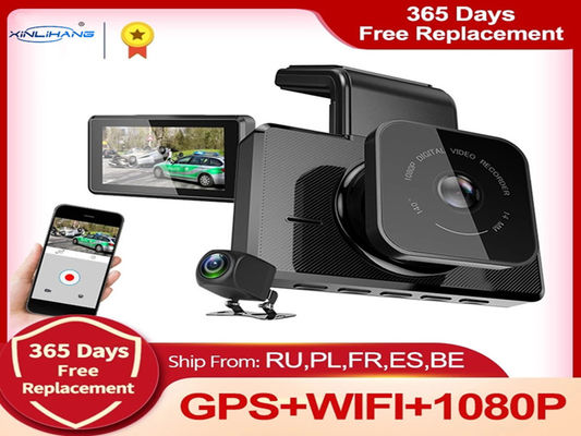Vista frontal y posterior de la videocámara del coche de WIFI GPS de la leva de la rociada de la vista lateral de CMOS 3 pulgadas