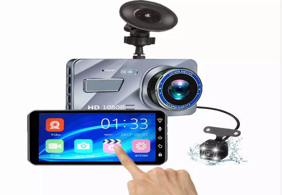 Cámaras dobles automáticas Blackbox DVR Full HD 1080P Pantalla táctil de cámara de tablero de 170 grados IPS