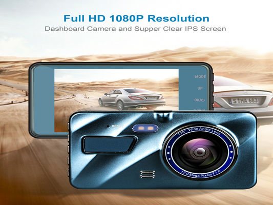 Cámara de salpicadero de coche Dashcam activada por movimiento WDR de 4 pulgadas con lente dual GPS