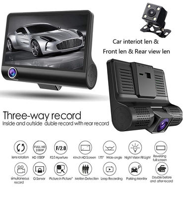 Videocámara FHD 1080p DVR del coche de la cámara de la pantalla del IPS de 4 pulgadas con 3 cámaras de seguridad