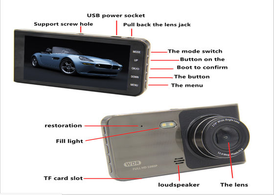 128GB 1080FHD Vehículo Blackbox DVR Videocámara de doble canal