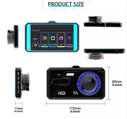 Cámara de la versión de la noche de la leva de la rociada del Dvr del coche video granangular del LCD FHD1080P de 4 pulgadas