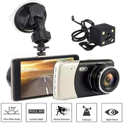 Grabador de leva de salpicadero de cámara dual de coche trasero delantero 4 pulgadas frontal 1080P trasero 720P