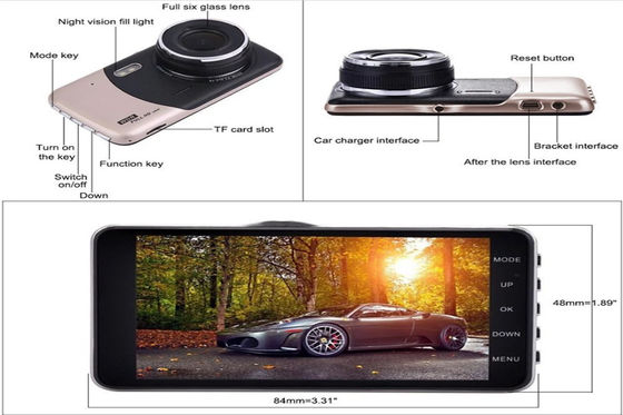 Smart Auto Dashboard Mounted Panorámico Dash Cam dentro y fuera 1080P 128GB