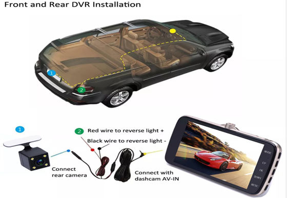 Cámara granangular de la rociada del coche DVR 1080P 4 pulgadas pantalla táctil de 170 grados IPS