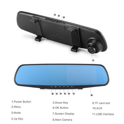 OEM Cámaras duales 2 canales Blackbox DVR Dash Cam Espejo retrovisor Full HD1080p