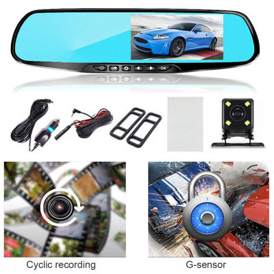 Dashcam DVR FHD 1080p con cámara múltiple LCD de 4,3" con lente dual activada por movimiento