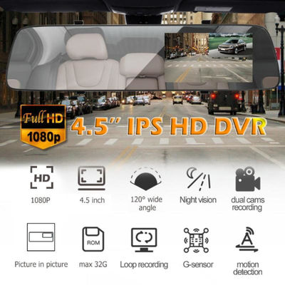 FHD 1080P Mini Monitoreo de estacionamiento Espejo retrovisor Grabador de coche Cámara de doble lente 5V