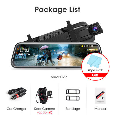 Monitor de espejo de cámara DVR para coche a prueba de agua IP57 1080P HD