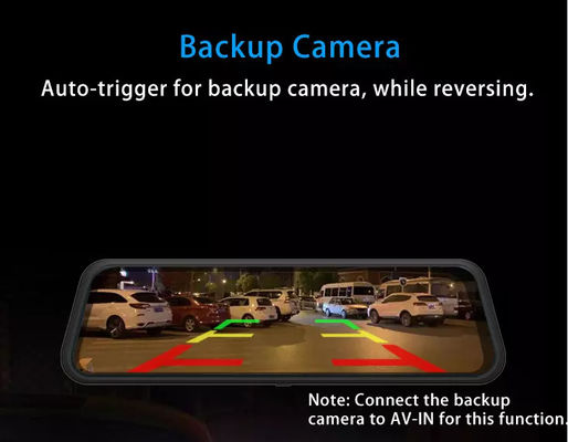Dashcam de 9,66 pulgadas activada por movimiento Full 2.5D Touch Screen Front Back Grabación