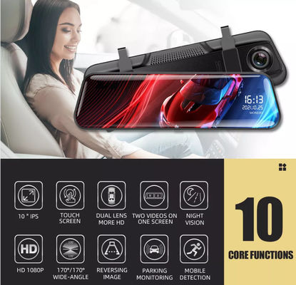 Grabadora de video con cámara DVR para coche con pantalla táctil 4G de 9,66 pulgadas
