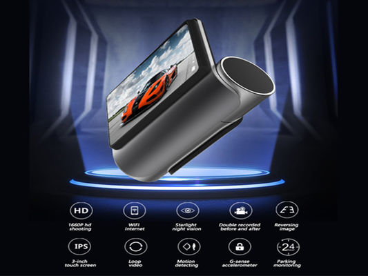 Cámara de salpicadero con pantalla táctil ADAS para coche, WIFI, GPS, lente dual, grabadora DVR integrada