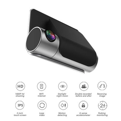 Cámara de salpicadero con pantalla táctil ADAS para coche, WIFI, GPS, lente dual, grabadora DVR integrada