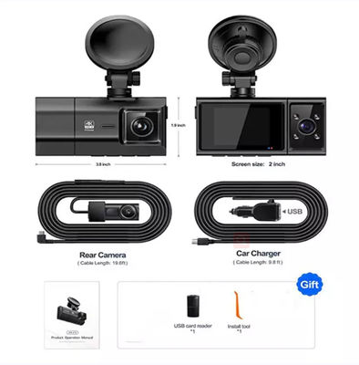 4K Frente Trasero Dual Dashcam Wifi Gps Full Hd Full Hd Coche DVR Hidden 1440P 3Channel