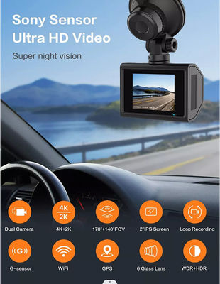 Gps del tablero de instrumentos de la seguridad del vehículo que sigue el espejo retrovisor 4K IMX335 NTK96670 de la leva de la rociada
