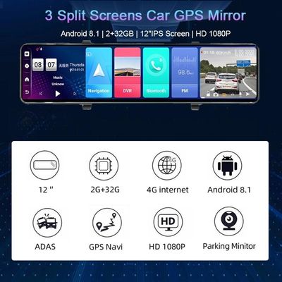 Cámara de tablero con vista trasera WDR con velocímetro Android 8.1 2G RAM 32G ROM Navegación GPS
