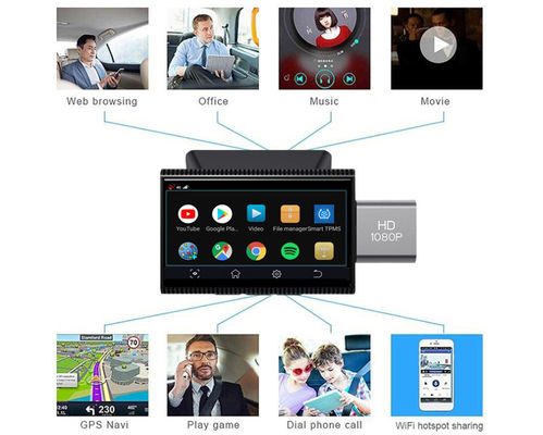 3&quot; Android 8.1 4G Dvr Cámara frontal Kamera Car Videocámara HD1080P Navegación GPS
