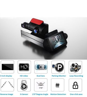 2 Lentes Video GPS DVR Cámara Coche Videocámara Visión Nocturna Grabación en Bucle FHD1080P