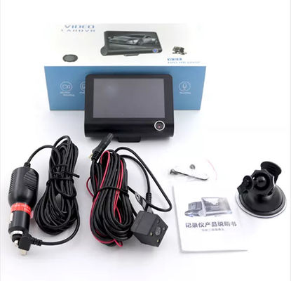 Cámara del tablero de instrumentos DVR de la lente triple FHD 1080P de la videocámara del coche de 4 pulgadas 170 grados