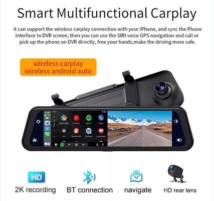 2K 1080P Android Wireless Carplay Dashboard Dash Cam Pantalla táctil de 12 pulgadas