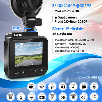 detección de movimiento incorporada dual del G-sensor del Wi-Fi de la visión nocturna WDR GPS de la cámara DVR del coche de grabación de la lente 4K UHD de la leva de la rociada 70mi