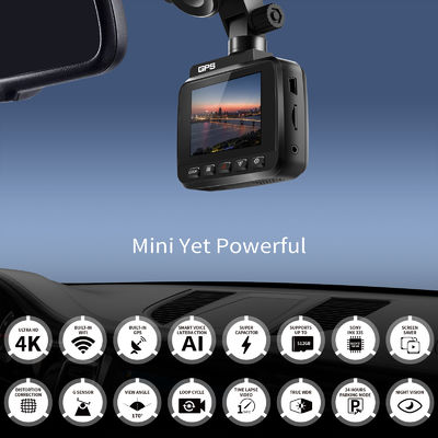 Cámara del coche del dvr del monitor 170°FOV del aparcamiento de Dashcam 24H del Wi-Fi de la leva 4K UHD Sony Night Vision Dash Cam Dual Camera GPS de la rociada V53